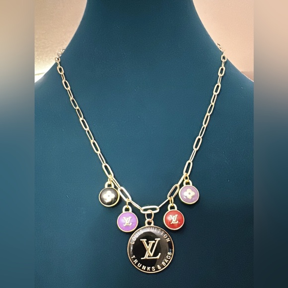 FIVE ๐ฏ% Authentic Louis Vuitton Charms on 18k gold plated necklace - Picture 1 of 3